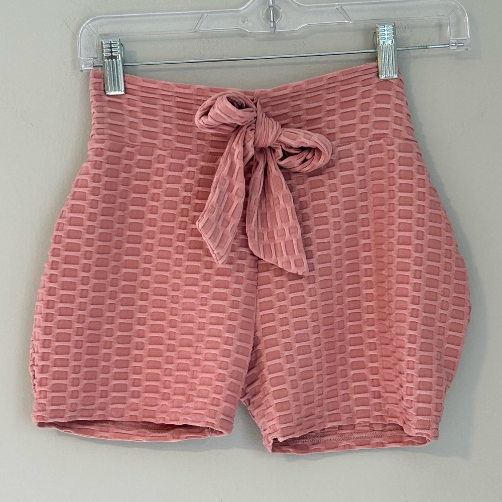 Textured Tie Front High Rise Shorts Size Small